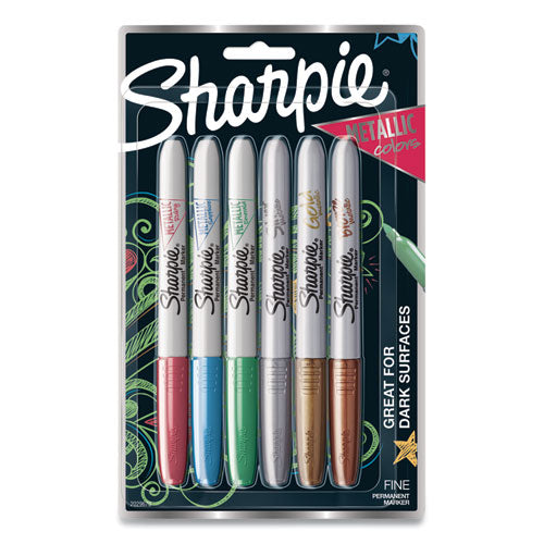 Sharpie® wholesale. SHARPIE Metallic Fine Point Permanent Markers, Bullet Tip, Blue-green-red, 6-pack. HSD Wholesale: Janitorial Supplies, Breakroom Supplies, Office Supplies.