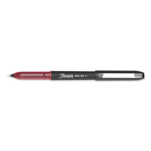 Sharpie® Roller wholesale. Roller Ball Stick Pen, Medium 0.7 Mm, Red Ink-barrel, Dozen. HSD Wholesale: Janitorial Supplies, Breakroom Supplies, Office Supplies.