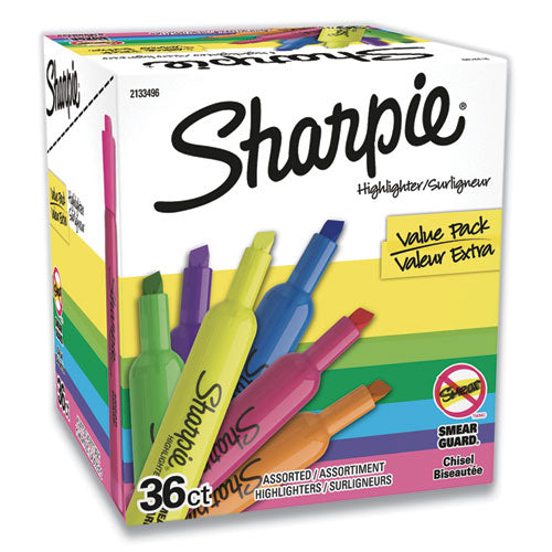 Sharpie® wholesale. SHARPIE Tank Style Highlighters, Chisel Tip, Assorted Colors, 36-pack. HSD Wholesale: Janitorial Supplies, Breakroom Supplies, Office Supplies.