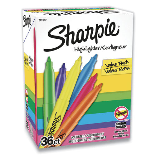 Sharpie® wholesale. SHARPIE Pocket Style Highlighters, Chisel Tip, Assorted Colors, 36-pack. HSD Wholesale: Janitorial Supplies, Breakroom Supplies, Office Supplies.