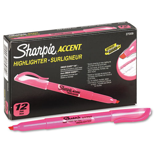 Sharpie® wholesale. SHARPIE Pocket Style Highlighters, Chisel Tip, Fluorescent Pink, Dozen. HSD Wholesale: Janitorial Supplies, Breakroom Supplies, Office Supplies.