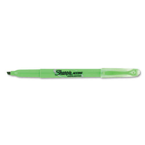 Sharpie® wholesale. SHARPIE Pocket Style Highlighters, Chisel Tip, Fluorescent Green, Dozen. HSD Wholesale: Janitorial Supplies, Breakroom Supplies, Office Supplies.
