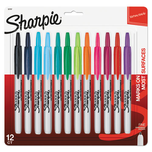 Sharpie® wholesale. SHARPIE Retractable Permanent Marker, Fine Bullet Tip, Assorted Colors, 12-set. HSD Wholesale: Janitorial Supplies, Breakroom Supplies, Office Supplies.
