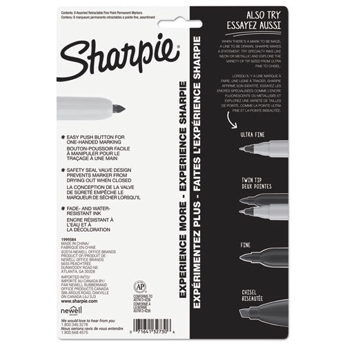 Sharpie® wholesale. SHARPIE Retractable Permanent Marker, Fine Bullet Tip, Assorted Colors, 8-set. HSD Wholesale: Janitorial Supplies, Breakroom Supplies, Office Supplies.