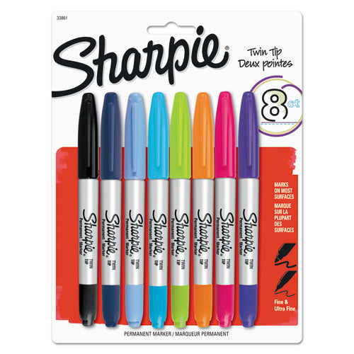 Sharpie® wholesale. SHARPIE Twin-tip Permanent Marker, Fine-extra-fine Bullet Tip, Assorted Colors, 8-set. HSD Wholesale: Janitorial Supplies, Breakroom Supplies, Office Supplies.