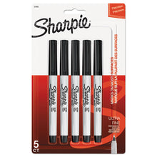 Load image into Gallery viewer, Sharpie® wholesale. SHARPIE Ultra Fine Tip Permanent Marker, Extra-fine Needle Tip, Black, 5-pack. HSD Wholesale: Janitorial Supplies, Breakroom Supplies, Office Supplies.