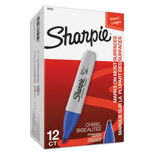 Load image into Gallery viewer, Sharpie® wholesale. SHARPIE Chisel Tip Permanent Marker, Medium, Blue, Dozen. HSD Wholesale: Janitorial Supplies, Breakroom Supplies, Office Supplies.