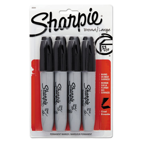 Sharpie® wholesale. SHARPIE Chisel Tip Permanent Marker, Medium, Black, 4-pack. HSD Wholesale: Janitorial Supplies, Breakroom Supplies, Office Supplies.