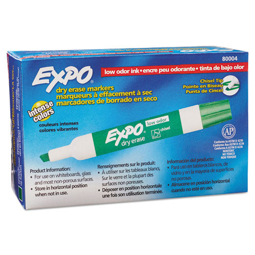 EXPO® wholesale. Low-odor Dry-erase Marker, Broad Chisel Tip, Green, Dozen. HSD Wholesale: Janitorial Supplies, Breakroom Supplies, Office Supplies.