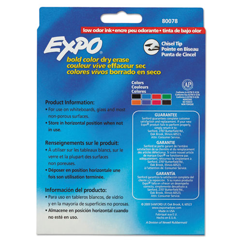 EXPO® wholesale. Low-odor Dry-erase Marker, Broad Chisel Tip, Assorted Colors, 8-set. HSD Wholesale: Janitorial Supplies, Breakroom Supplies, Office Supplies.