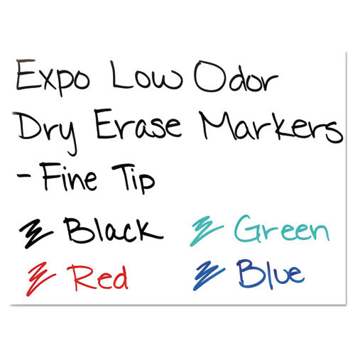 EXPO® wholesale. Low-odor Dry-erase Marker, Fine Bullet Tip, Blue, Dozen. HSD Wholesale: Janitorial Supplies, Breakroom Supplies, Office Supplies.