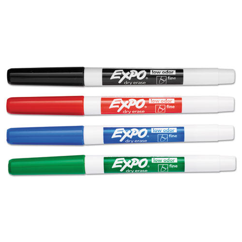 EXPO® wholesale. Low-odor Dry-erase Marker, Fine Bullet Tip, Assorted Colors, 4-set. HSD Wholesale: Janitorial Supplies, Breakroom Supplies, Office Supplies.