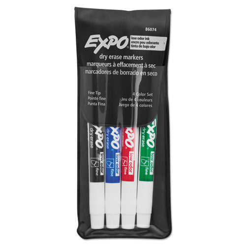 EXPO® wholesale. Low-odor Dry-erase Marker, Fine Bullet Tip, Assorted Colors, 4-set. HSD Wholesale: Janitorial Supplies, Breakroom Supplies, Office Supplies.