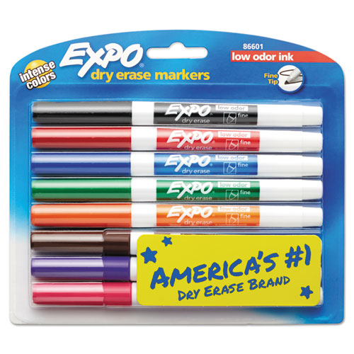 EXPO® wholesale. Low-odor Dry-erase Marker, Fine Bullet Tip, Assorted Colors, 8-set. HSD Wholesale: Janitorial Supplies, Breakroom Supplies, Office Supplies.