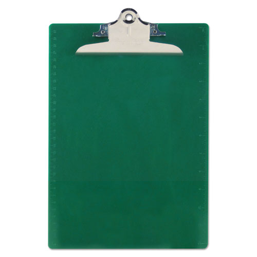 Saunders wholesale. Recycled Plastic Clipboard With Ruler Edge, 1" Clip Cap, 8 1-2 X 12 Sheet, Green. HSD Wholesale: Janitorial Supplies, Breakroom Supplies, Office Supplies.