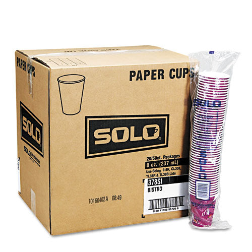 Dart® wholesale. DART Solo Bistro Design Hot Drink Cups, Paper, 12oz, Maroon, 50-bag, 20 Bags-carton. HSD Wholesale: Janitorial Supplies, Breakroom Supplies, Office Supplies.
