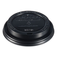 Load image into Gallery viewer, Dart® wholesale. DART Traveler Cappuccino Style Dome Lid, 10-24oz Cups, Black, 100-sleeve, 10 Sleeves-carton. HSD Wholesale: Janitorial Supplies, Breakroom Supplies, Office Supplies.