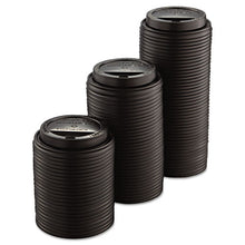 Load image into Gallery viewer, Dart® wholesale. DART Traveler Cappuccino Style Dome Lid, 10-24oz Cups, Black, 100-sleeve, 10 Sleeves-carton. HSD Wholesale: Janitorial Supplies, Breakroom Supplies, Office Supplies.