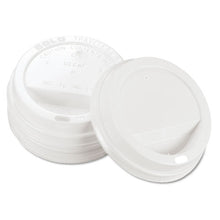 Load image into Gallery viewer, Dart® wholesale. DART Traveler Cappuccino Style Dome Lid, Polystyrene, Fits 10-24 Oz Hot Cups, White, 1000-carton. HSD Wholesale: Janitorial Supplies, Breakroom Supplies, Office Supplies.