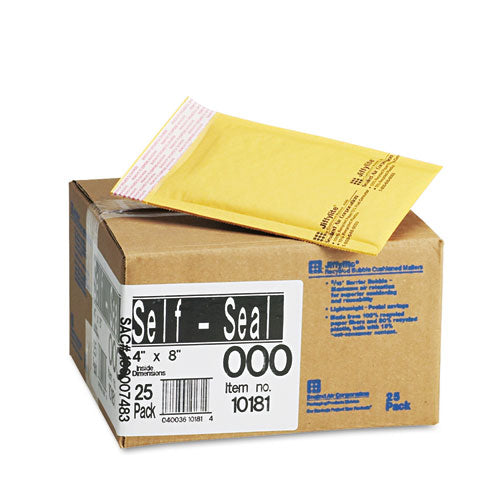 Sealed Air wholesale. Jiffylite Self-seal Bubble Mailer, #000, Barrier Bubble Lining, Self-adhesive Closure, 4 X 8, Golden Brown Kraft, 25-carton. HSD Wholesale: Janitorial Supplies, Breakroom Supplies, Office Supplies.