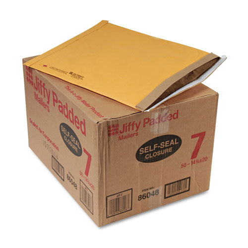 Sealed Air wholesale. Jiffy Padded Mailer, #7, Paper Lining, Self-adhesive Closure, 14.25 X 20, Natural Kraft, 50-carton. HSD Wholesale: Janitorial Supplies, Breakroom Supplies, Office Supplies.