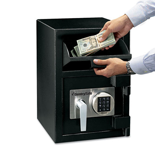Sentry® Safe wholesale. Digital Depository Safe, Large, 0.94 Cu Ft, 14w X 15.6d X 20h, Black. HSD Wholesale: Janitorial Supplies, Breakroom Supplies, Office Supplies.