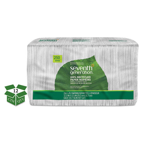 Seventh Generation® wholesale. Seventh Generation 100% Recycled Napkins, 1-ply, 11 1-2 X 12 1-2, White, 250-pack, 12 Packs-carton. HSD Wholesale: Janitorial Supplies, Breakroom Supplies, Office Supplies.
