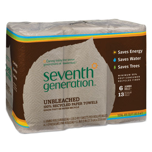 Seventh Generation® wholesale. Seventh Generation Natural Unbleached 100% Recycled Paper Kitchen Towel Rolls, 11 X 9, 120 Sh-rl, 6 Rl-pk. HSD Wholesale: Janitorial Supplies, Breakroom Supplies, Office Supplies.