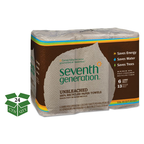 Seventh Generation® wholesale. Seventh Generation Natural Unbleached 100% Recycled Paper Kitchen Towel Rolls, 11 X 9, 120 Sh-rl, 24 Rl-ct. HSD Wholesale: Janitorial Supplies, Breakroom Supplies, Office Supplies.