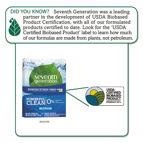 Seventh Generation® wholesale. Seventh Generation Automatic Dishwasher Powder, Free And Clear, 45oz Box, 12-carton. HSD Wholesale: Janitorial Supplies, Breakroom Supplies, Office Supplies.