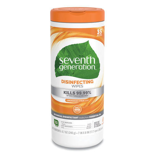 Seventh Generation® wholesale. Seventh Generation Botanical Disinfecting Wipes, 8 X 7, White, 35 Count, 12-carton. HSD Wholesale: Janitorial Supplies, Breakroom Supplies, Office Supplies.