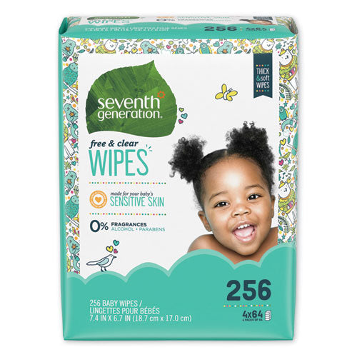 Seventh Generation® wholesale. Seventh Generation Free And Clear Baby Wipes, Refill, Unscented, White, 256-pack, 3 Packs-carton. HSD Wholesale: Janitorial Supplies, Breakroom Supplies, Office Supplies.