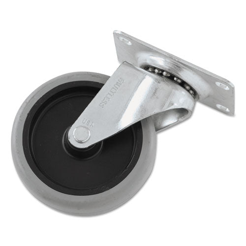 Rubbermaid® Commercial wholesale. Rubbermaid® Replacement Non-marking Plate Caster, 4", Black-gray. HSD Wholesale: Janitorial Supplies, Breakroom Supplies, Office Supplies.