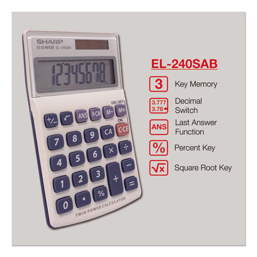 Sharp® wholesale. El240sb Handheld Business Calculator, 8-digit Lcd. HSD Wholesale: Janitorial Supplies, Breakroom Supplies, Office Supplies.