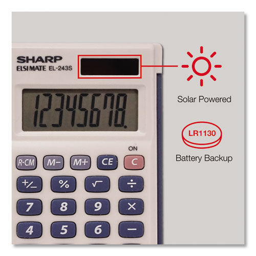 Sharp® wholesale. El-243sb Solar Pocket Calculator, 8-digit Lcd. HSD Wholesale: Janitorial Supplies, Breakroom Supplies, Office Supplies.