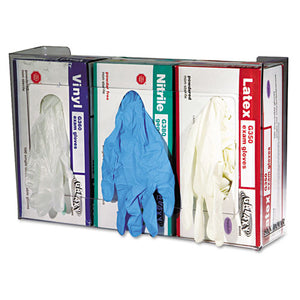 San Jamar® wholesale. San Jamar® Clear Plexiglas Disposable Glove Dispenser, Three-box, 18w X 3 3-4d X 10h. HSD Wholesale: Janitorial Supplies, Breakroom Supplies, Office Supplies.