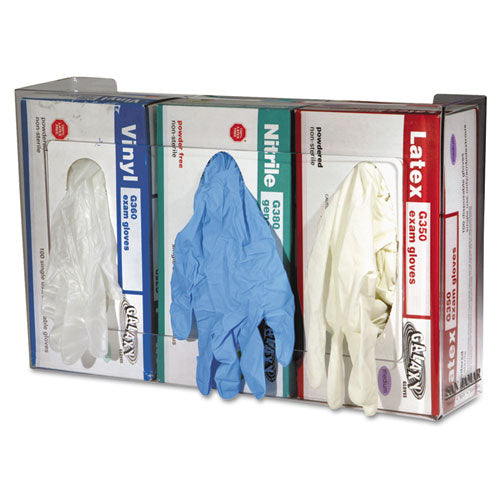 San Jamar® wholesale. San Jamar® Clear Plexiglas Disposable Glove Dispenser, Three-box, 18w X 3 3-4d X 10h. HSD Wholesale: Janitorial Supplies, Breakroom Supplies, Office Supplies.