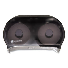 Load image into Gallery viewer, San Jamar® wholesale. San Jamar® Versatwin Tissue Dispenser, 8 X 5 3-4 X 12 3-4, Transparent Black Pearl. HSD Wholesale: Janitorial Supplies, Breakroom Supplies, Office Supplies.