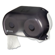 Load image into Gallery viewer, San Jamar® wholesale. San Jamar® Versatwin Tissue Dispenser, 8 X 5 3-4 X 12 3-4, Transparent Black Pearl. HSD Wholesale: Janitorial Supplies, Breakroom Supplies, Office Supplies.