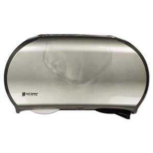 San Jamar® wholesale. San Jamar® Twin Jumbo Bath Tissue Dispenser, 19 1-4 X 6 X 12 1-4, Faux Stainless Steel. HSD Wholesale: Janitorial Supplies, Breakroom Supplies, Office Supplies.