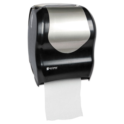 San Jamar® wholesale. San Jamar® Tear-n-dry Touchless Roll Towel Dispenser, 16.75 X 10 X 12.5, Black-silver. HSD Wholesale: Janitorial Supplies, Breakroom Supplies, Office Supplies.