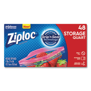 Ziploc® wholesale. Double Zipper Storage Bags, 1 Qt, 1.75 Mil, 9.63" X 8.5", Clear, 48-box. HSD Wholesale: Janitorial Supplies, Breakroom Supplies, Office Supplies.