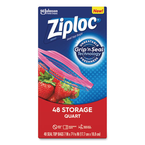 Ziploc® wholesale. Double Zipper Storage Bags, 1 Qt, 1.75 Mil, 9.63" X 8.5", Clear, 48-box. HSD Wholesale: Janitorial Supplies, Breakroom Supplies, Office Supplies.