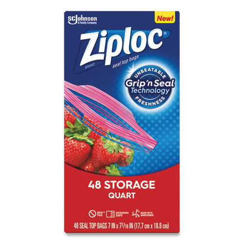 Ziploc® wholesale. Double Zipper Storage Bags, 1 Qt, 1.75 Mil, 9.63" X 8.5", Clear, 9-carton. HSD Wholesale: Janitorial Supplies, Breakroom Supplies, Office Supplies.