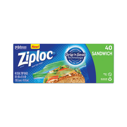 Ziploc® wholesale. Resealable Sandwich Bags, 1.2 Mil, 6.5" X 5.88", Clear, 40-box. HSD Wholesale: Janitorial Supplies, Breakroom Supplies, Office Supplies.