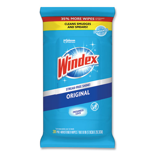 Windex® wholesale. Windex Glass And Surface Wet Wipe, Cloth, 7 X 8, 38-pack. HSD Wholesale: Janitorial Supplies, Breakroom Supplies, Office Supplies.