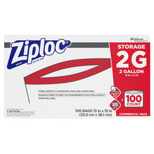 Load image into Gallery viewer, Ziploc® wholesale. Double Zipper Storage Bags, 2 Gal, 1.75 Mil, 15&quot; X 13&quot;, Clear, 100-carton. HSD Wholesale: Janitorial Supplies, Breakroom Supplies, Office Supplies.