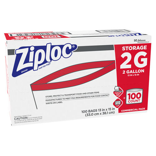 Ziploc® wholesale. Double Zipper Storage Bags, 2 Gal, 1.75 Mil, 15" X 13", Clear, 100-carton. HSD Wholesale: Janitorial Supplies, Breakroom Supplies, Office Supplies.
