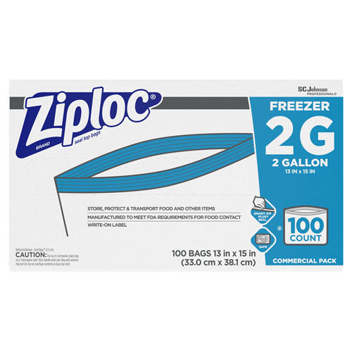 Ziploc® wholesale. Double Zipper Freezer Bags, 2 Gal, 2.7 Mil, 13" X 15.5", Clear, 100-carton. HSD Wholesale: Janitorial Supplies, Breakroom Supplies, Office Supplies.