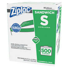 Load image into Gallery viewer, Ziploc® wholesale. Resealable Sandwich Bags, 1.2 Mil, 6.5&quot; X 6&quot;, Clear, 500-box. HSD Wholesale: Janitorial Supplies, Breakroom Supplies, Office Supplies.